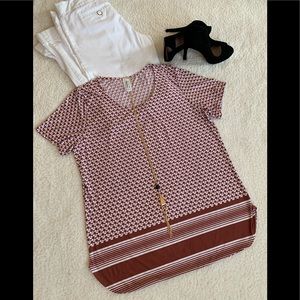 Plus Size Women’s Blouse, Short Sleeve, Cherry Color